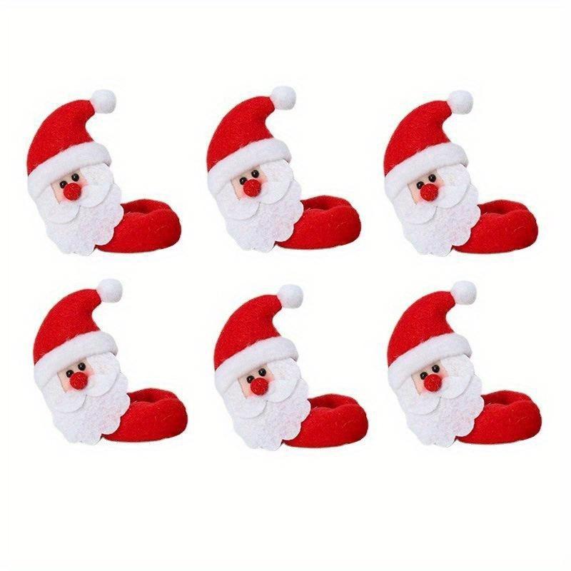 6Pcs/SET Christmas Wine Glass Cover Santa Claus Elk Snowman Wine Cup Cover Tags Decoration Xmas New Year Table Decor