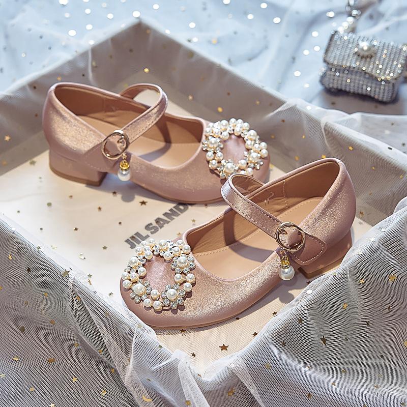 Children's high heels little girl princess shoes spring and autumn new single shoes 2025 spring and autumn new girls leather shoes