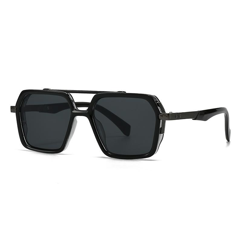 Neue Hochwertige Retro Doppelbrücke Quadratische Rahmen Sonnenbrille Mode Europäischer Und Amerikanischer Stil Herren Fliegerbrille Uv400