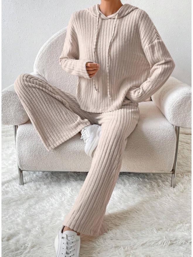 

Женский повседневный вязаный комплект худи и брюк Осень/Зима 2023 XL абрикосовый