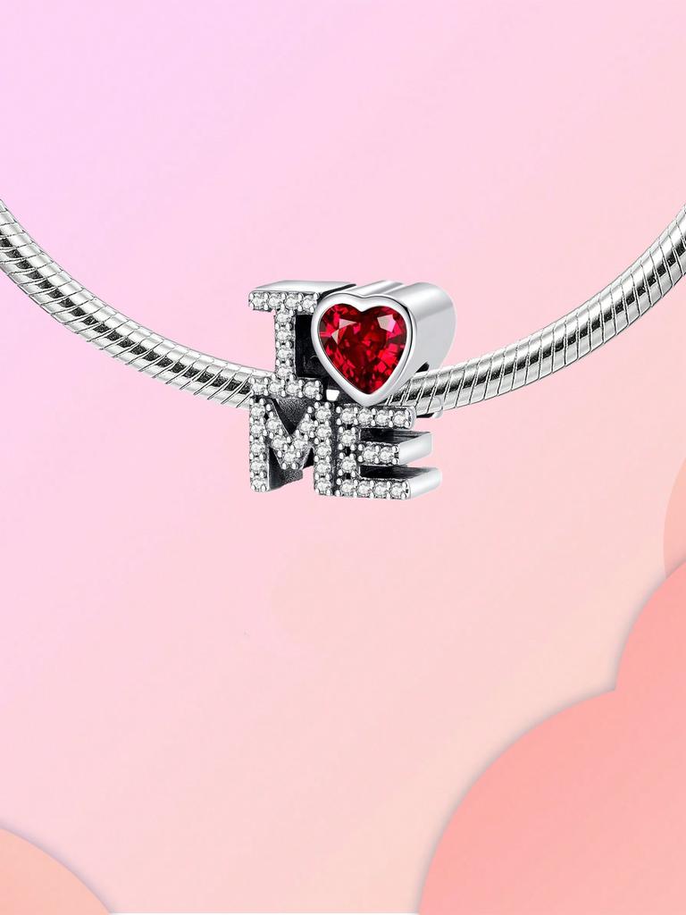 Charms Plata Copper Colors Valentine'S Day Redheart Gemstone Beads Pendant For Original Bracelet For Women Diy Jewelry Love Gift