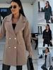 Women's Autumn/Winter European Solid Color Woolen Coat with H-line Suit Collar