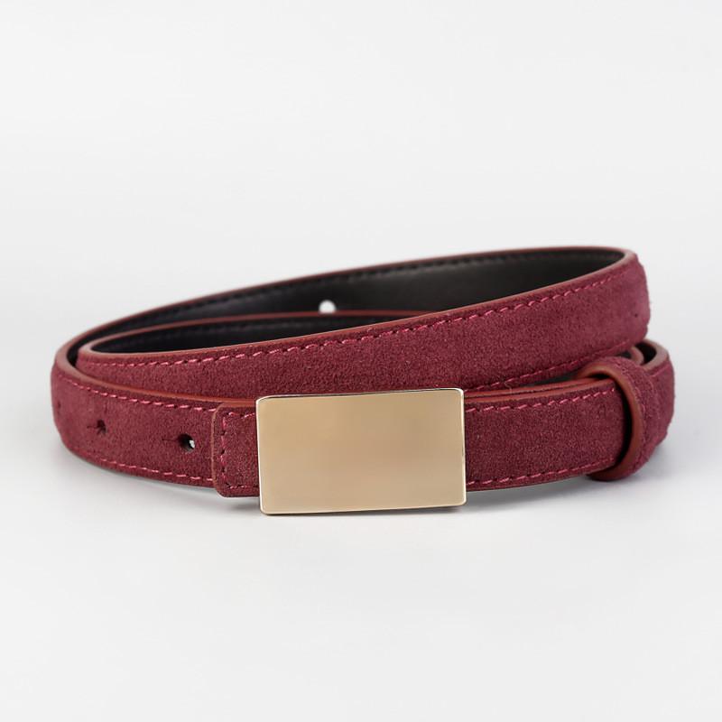 

Womens Leather Belt With Alloy Square Buckle For Casual And Office Wear Angora Red