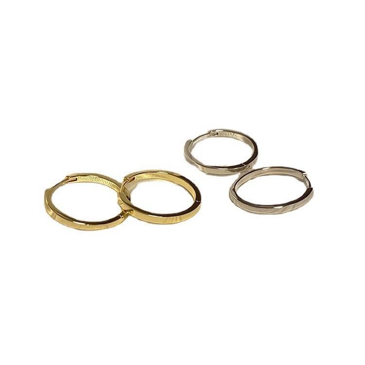 Stylish And Exquisite Imitation Silver French Ring Earrings, Trendy High-End Stud Earrings, Niche Design, Plain Ring Earrings, Ear Women