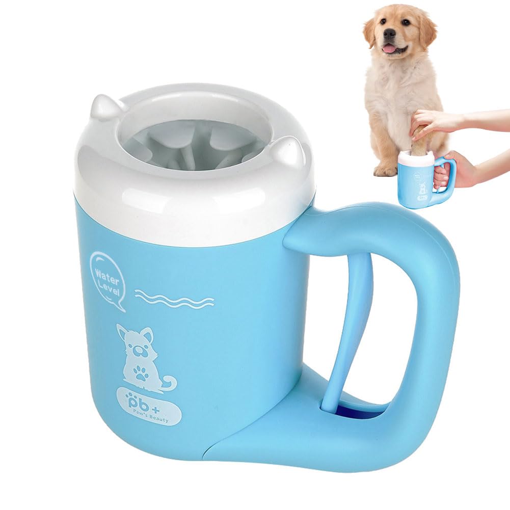 

Мойка лап для собак, Чашка для мытья лап питомца с мягким силиконом, Удаляет, Моет, Легкое управление, Щетка, Щетка, Очистка, Полуавтоматическая ручка, Вращение на 360 градусов, синий