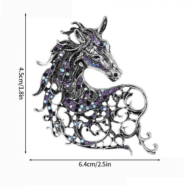 Creative Rhinestone Horse Brooches Party Favors  Animal Lapel Pins Horse Head Brooches  Chinese Latest Year Couple  Present