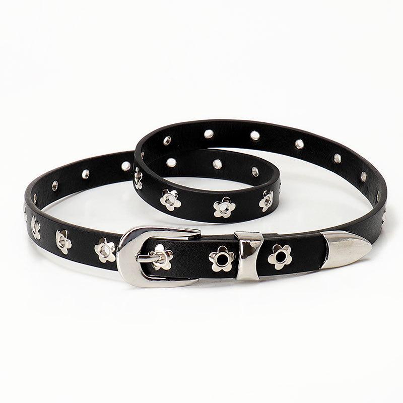Trendy Silver Buckle Eyelet Belt - Versatile Women's Fashion for Jeans
