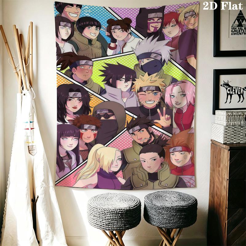 Naruto Characters Wall Tapestry Aesthetic Wall Hanging Printed Fabric Blanket Decorative Tapestries For Bedroom Living Room Home Decor