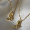 Stainless Steel Waterproof Cowboy Boot Choker Necklace Creative Cowgirl Hat Rhinestone Star Pendant Polished Gold Color Jewelry
