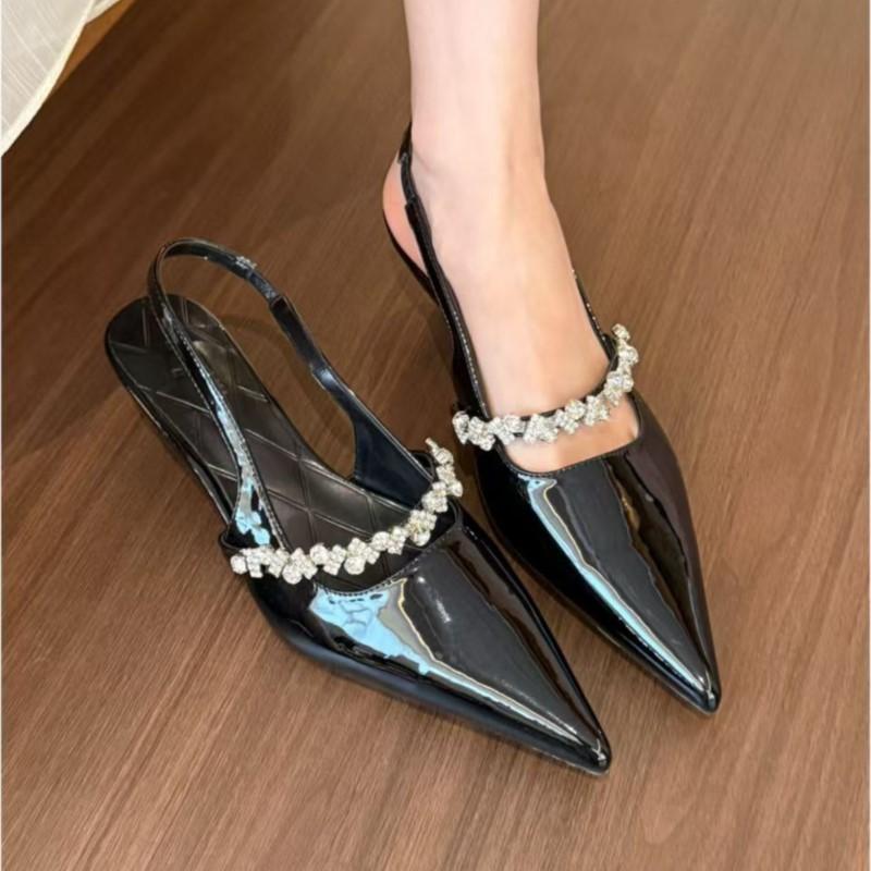 Mode 2025 Frühling Neuankömmling Damen Spitzschuhe Stilettoabsätze Schlankmachend Französischer Stil Sexy Knöchelriemchen Geschlossene Ferse Schuhe Eleganter Look