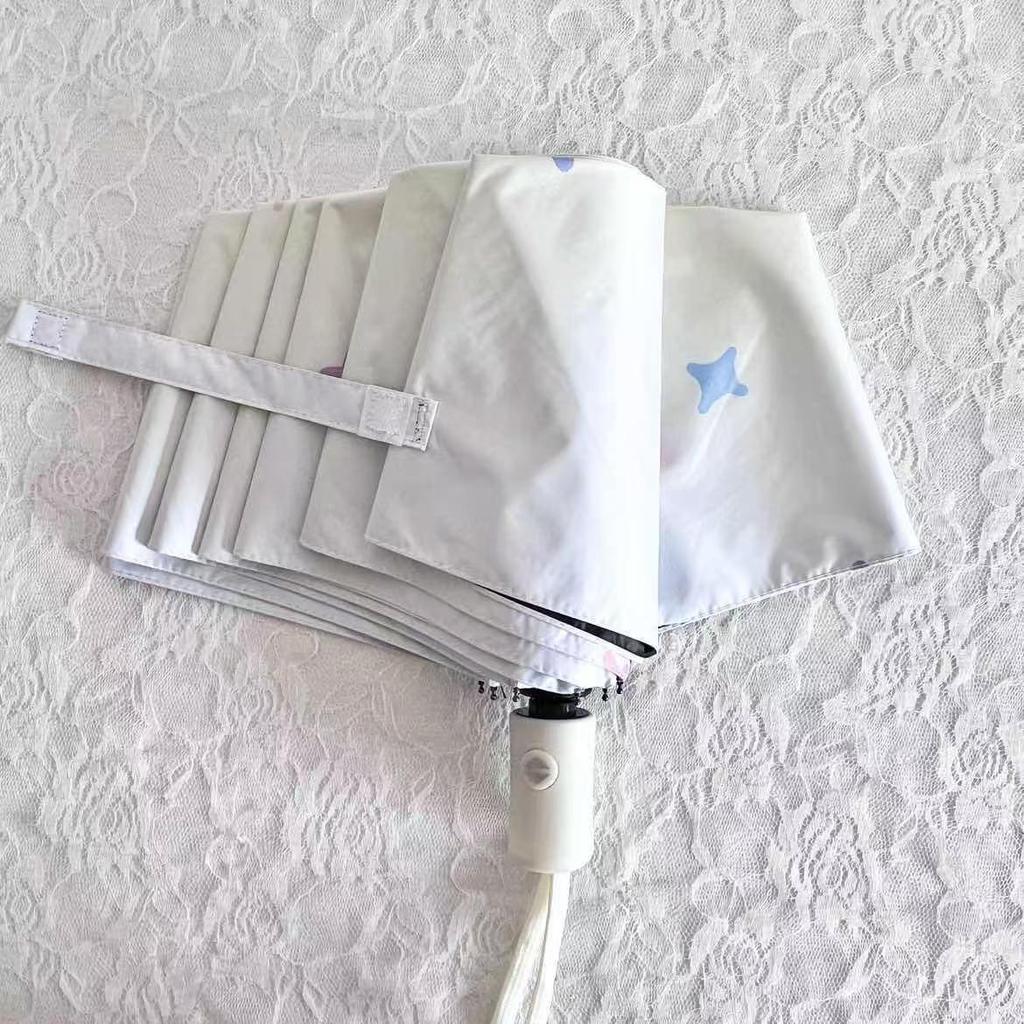 Star tri-fold umbrella, girls' umbrella, sunscreen, UV protection, high value, small, fresh and light, automatic vinyl umbrella