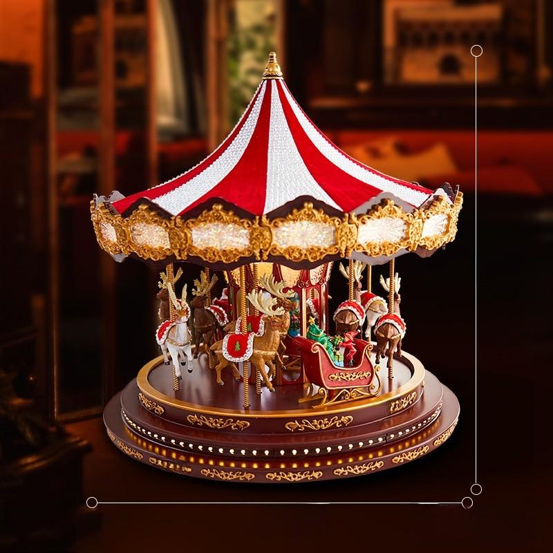 Carousel Music Christmas Box Rotating Movement Melodic Tunes Holiday Gift Toy