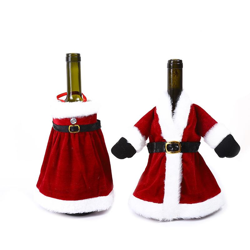 Christmas Wine Bottle Set Velvet Dress Wine Bottle Cover Sleeve Xmas New Year Dinner Table Decor Navidad 2023 Party Decorations