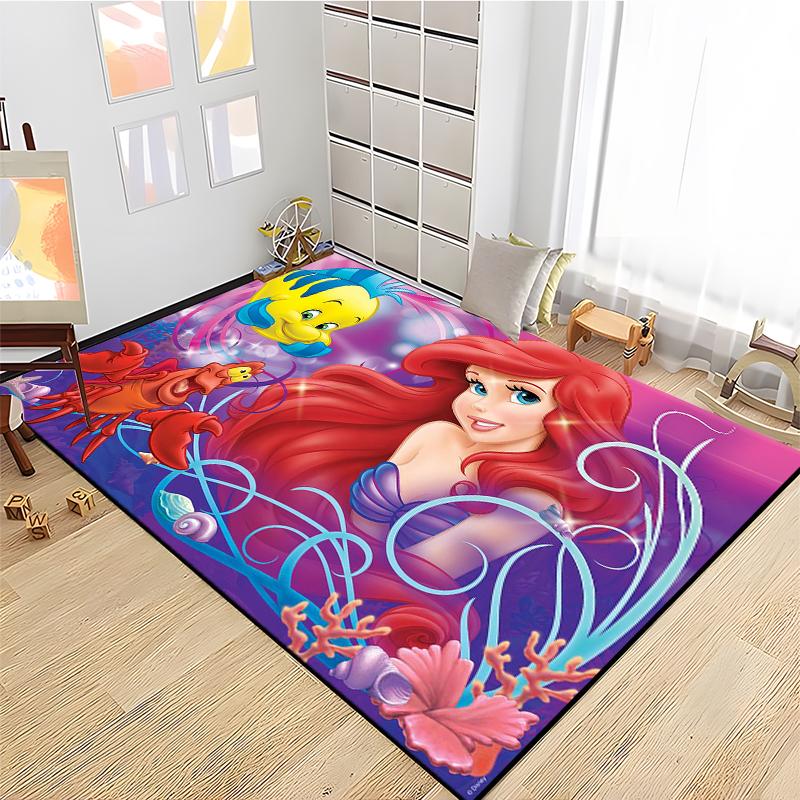 15 Size Little Mermaid Princess 3D Carpet Rugs for Home Living Room Bedroom Sofa Doormat Decor,Kids Area Rug Non-slip Floor Mat