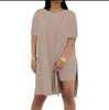 Summer 2025 Solid Color Loose Round Neck Short Sleeve Two-Piece Casual Set