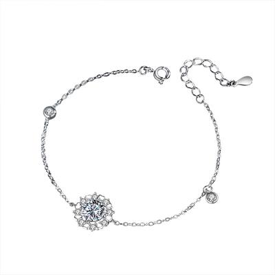 Nový diamantový náramek Sunflower Mosang od Jin Hongyu, čisté stříbro, módní dojíždějící, 1 karátový simulovaný diamant, ruční práce