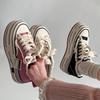 Fashion damaged wind casual canvas shoes 2025 spring and summer muffin platform lace-up cloth shoes Korean version of women's little white shoes