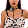Übertriebene Strass Große Rose Blume Schlüsselbeinkette Halskette Damen Verstellbarer Schleifenknoten Seil Choker Hochzeits Schmuck Y2K Accessoires
