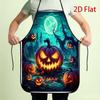 1pc Atmospheric Halloween Festival Light Pumpkin Monster Printed Polyester Apron, Multi-Spec Available, Lightweight Kitchen Bib Suitable for Daily Coo
