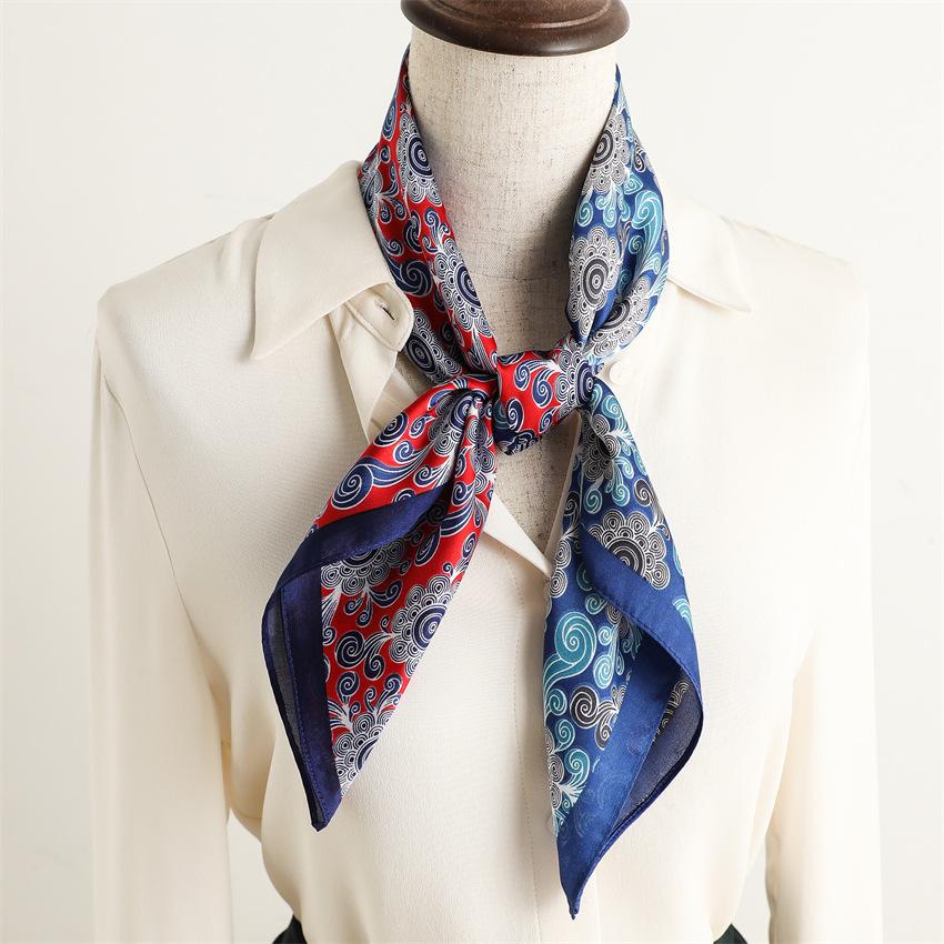 Sunscreen shawl professional scarf square scarf versatile simulated silk scarf cashew new gradual change 71cm scarf sunflower