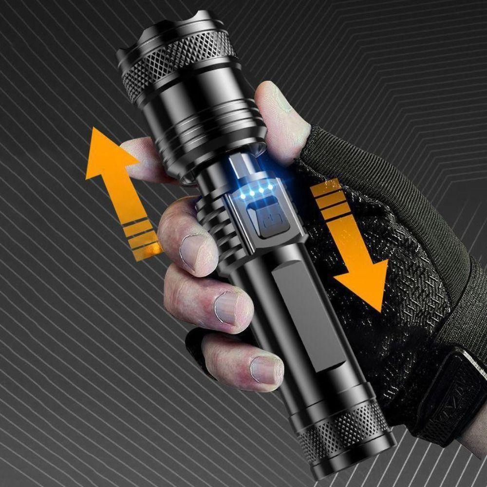 Super Bright Strong LED Flashlight Waterproof Rechargeable Emergency Zoom Lantern 3 Modes Multifunctional Zoomable Flashlight