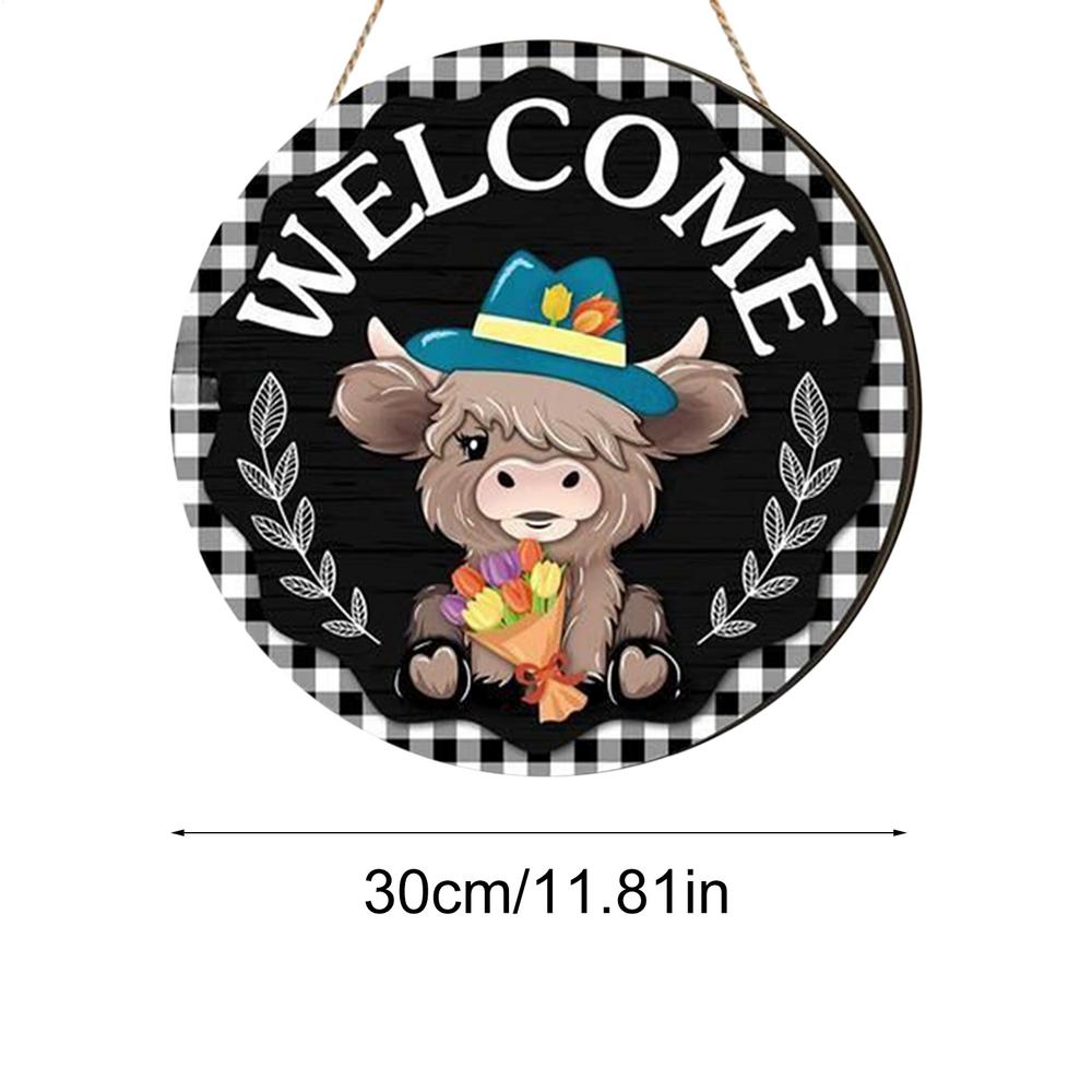 Porch Welcome Sign Magnetic Wooden Highland Cow Sign Door Decor Holiday Decor For Office Store Housewarming Party Birthday