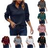 Women Ribbed Half Zip Pullover Long Sleeve Casual Stand Collar Sweatshirt