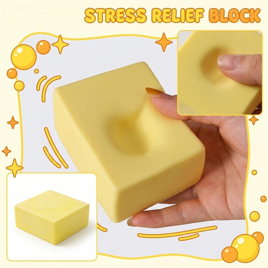 Butter Shape Stress Relief Toy for Adults and Kids Squeeze Sensory Fidget Box for Home Office School 86x70x40mm Soft Material Toy