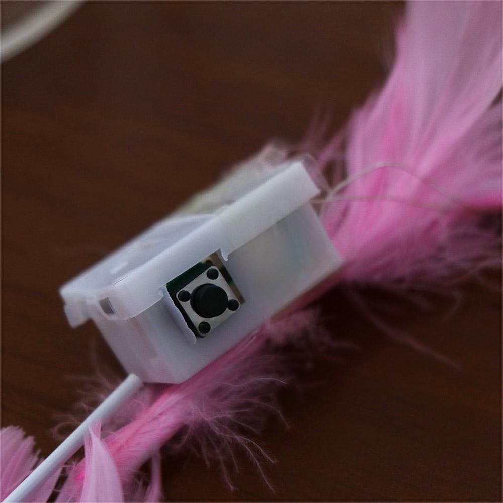 Christmas White Feather Luminous Garland New Year Women Hairband LED Feather Headband Party