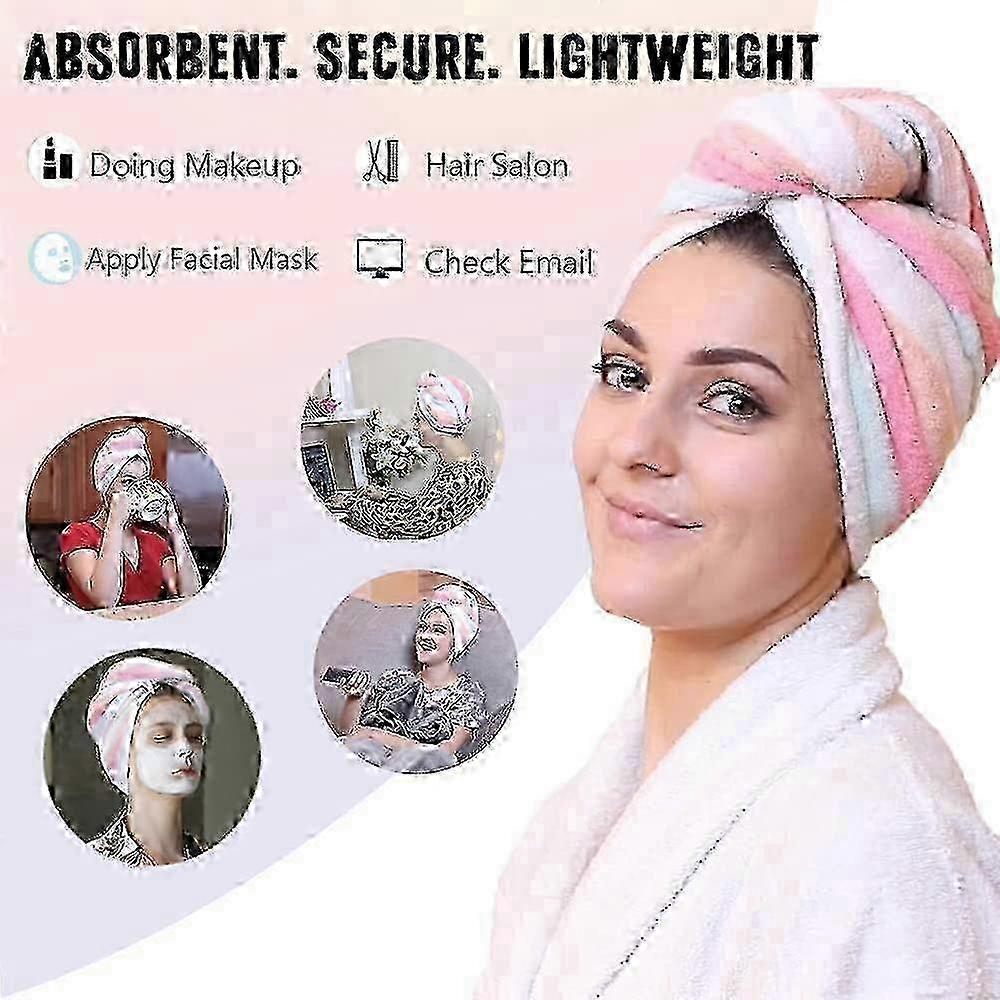 2025 2-Pack Microfiber Hair Wrap Towels for Women and Kids - Highly Absorbent Soft Hair Drying Towels Suitable for Long Thick Fine and Curly Hair
