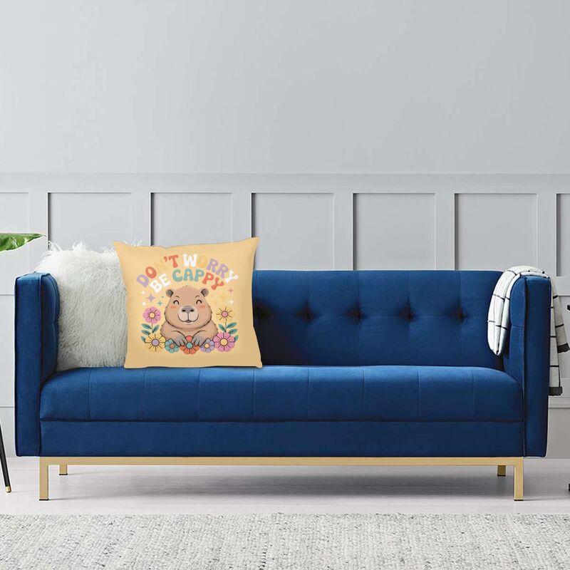Custom Don'T Worry Be Cappy Capybara Cushion Cover Double Side Print Floor Pillow Case For Car Cool Pillowcase Home Decorative
