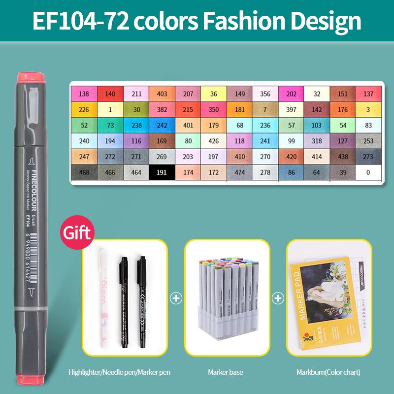 

EF104 Двухголовочные спиртовые маркеры для эскизов Маркер-кисть Ручка для начинающих Манга Графические принадлежности для рисования Художественные принадлежности