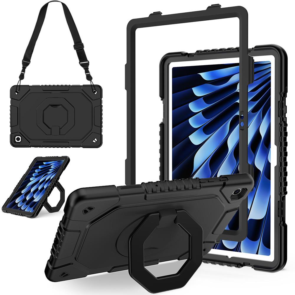 For Samsung Galaxy Tab A11+ / A9+ Case Hand Grip Kickstand Shockproof Silicone + PC Tablet Cover with Detachable Strap / Pen Slot