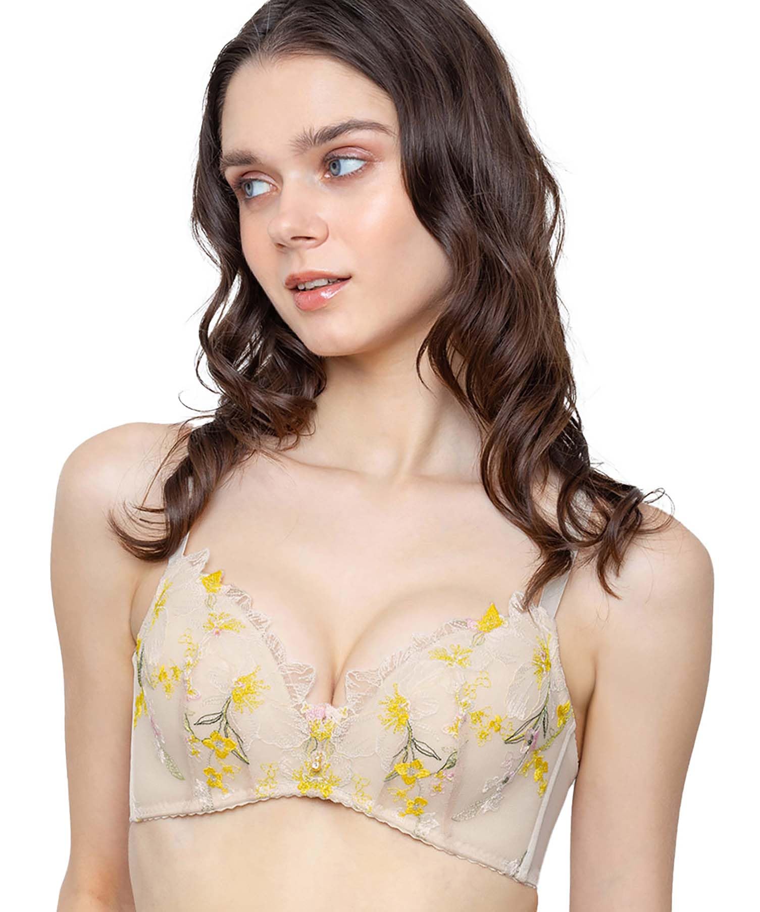 

декольте аккуратный, грудь подходит от A до G, большой размер бюстгальтер BYJ395 IV B70 [Amph] Бюстгальтер, создание, подмышки, полный, чашки, [Тип с двойным наполнением Glama-Rich]