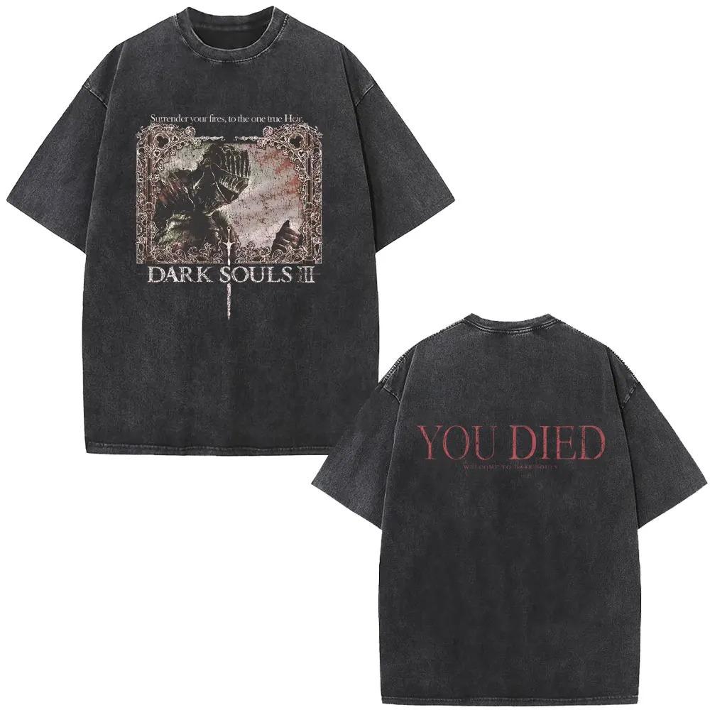 YOU DIED Dark Souls Tribute Cotton TShirt Loose Fit for Soulslike Game Fans Famous Games Fashion Streetwear TShirt M
