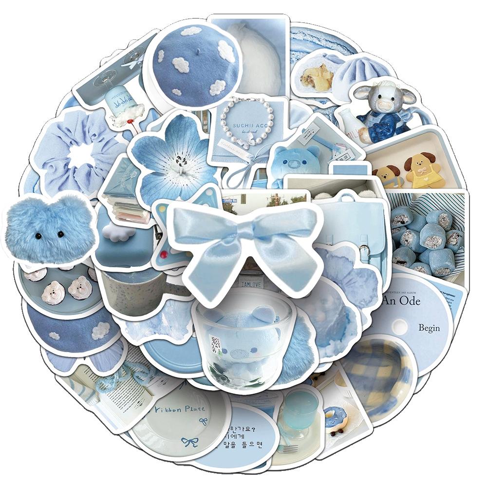 10/30/50pcs INS Style Blue Cute Aesthetic Stickers Cartoon Decoration Decals DIY Notebook Phone Suitcase Waterproof Sticker Toy