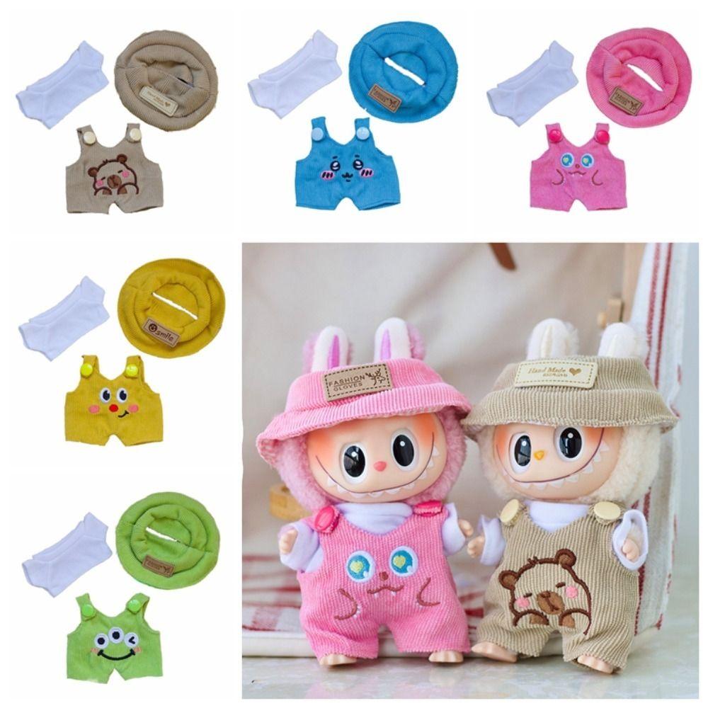 1 set Hat Sitting Party Labubu Doll Clothes Strap Pants Mini Cotton Doll's Clothes  Kids Girls Toys
