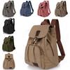 Backpack Canvas Retro Solid Color Laptop Compartment Schoolbag Outdoor Gift