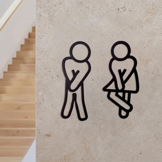 Men Women Bathroom Sign 2D Acrylic Restroom Door Sign Business Restaurant Office Hotel Washroom Wall Gender Identification Signage