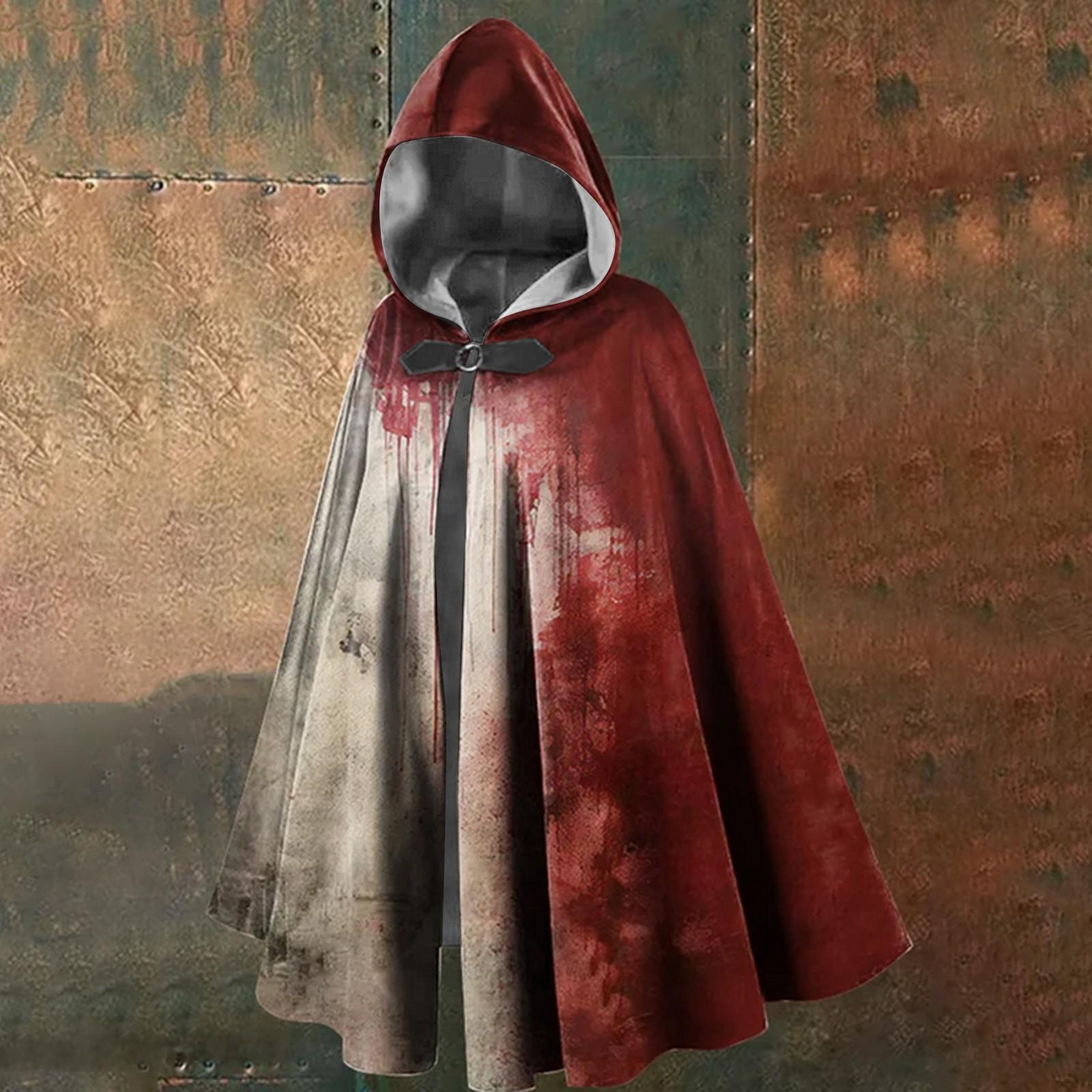 

Хэллоуин Кровавое Пятно Принт - Унисекс Длинный Капюшон Плащ One Size красный