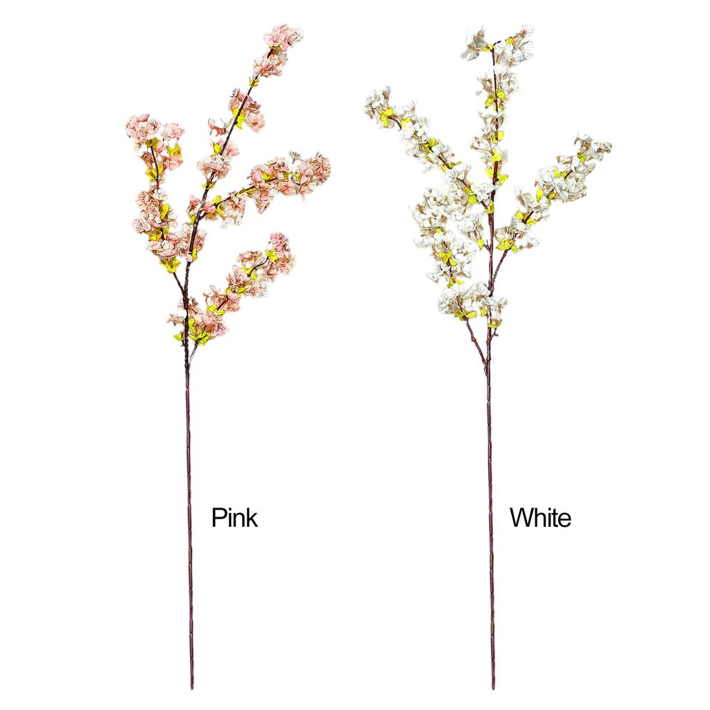 Artificial Cherry Flower Branch 4 Pronged Romantic False Flower Branch Decoration for Home Living Room Bedroom White