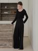 MOMET Knotting Belt Wide Pants Black