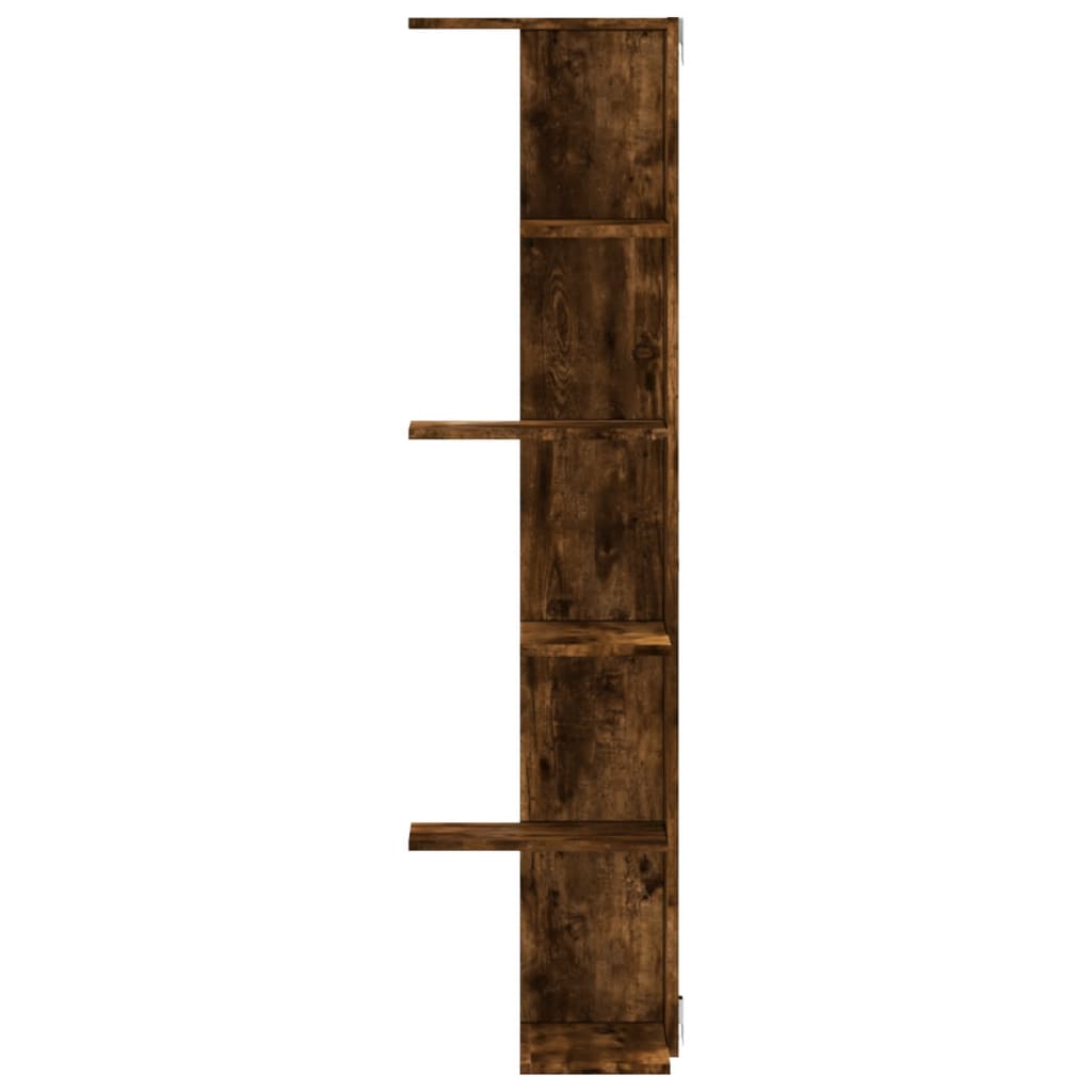 Wall Mounted Corner Shelf Smoked Oak 36.5 x 36.5 x 140 cm Particleboard
