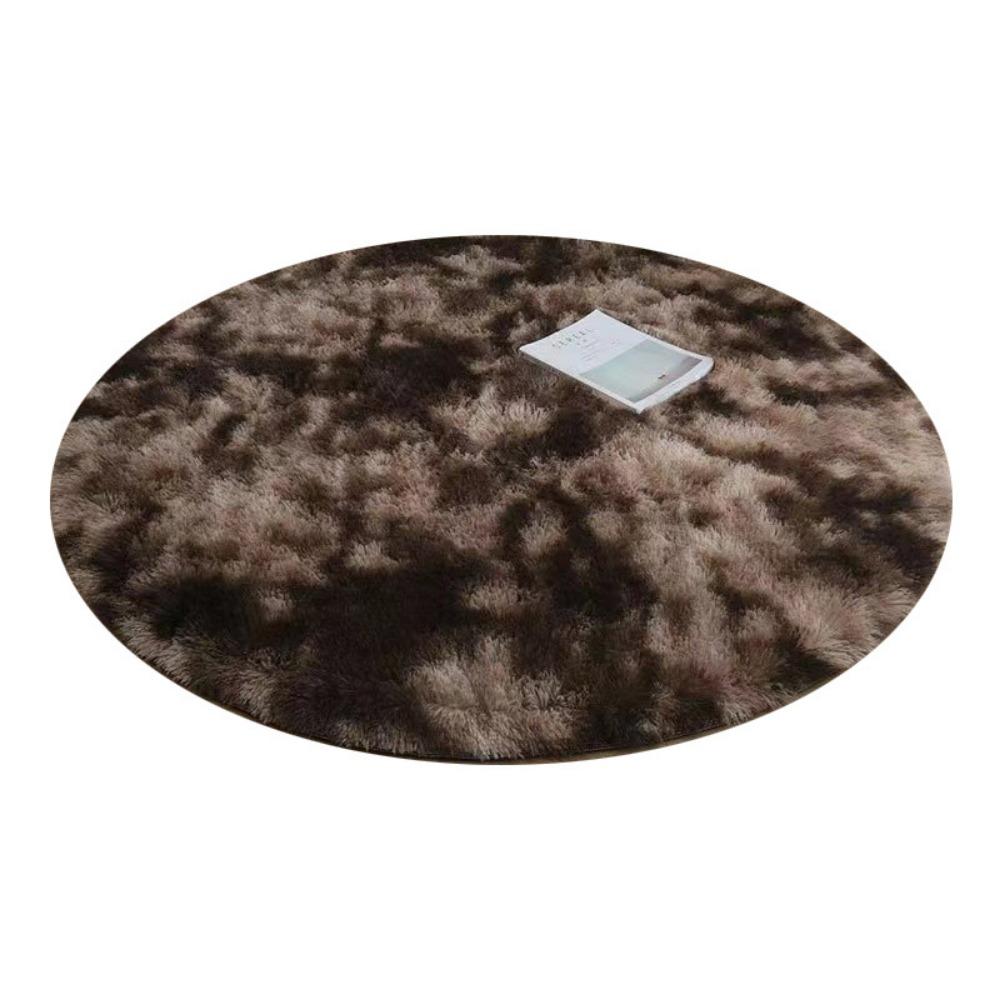 Tapete redondo de pelo de seda, cadeira de computador, cadeira giratória, almofada tie-dye, almofada de pelúcia antiderrapante, almofada de mesa redonda para sofá de sala de estar