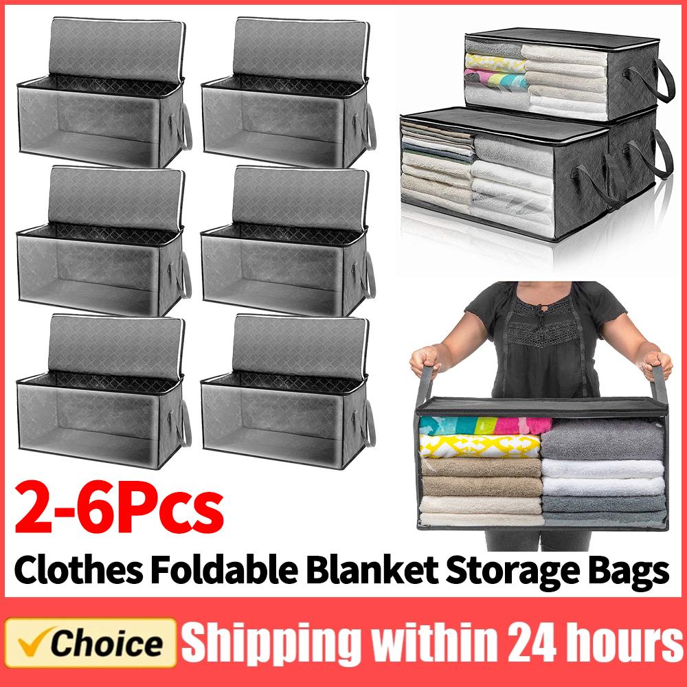 Faltbare Aufbewahrungstaschen für Decken mit stabilen Reißverschlüssen Pullover Quilt Organizer Schrankorganizer Dickes Gewebe für Schlafzimmer Schrank Studentenwohnheim