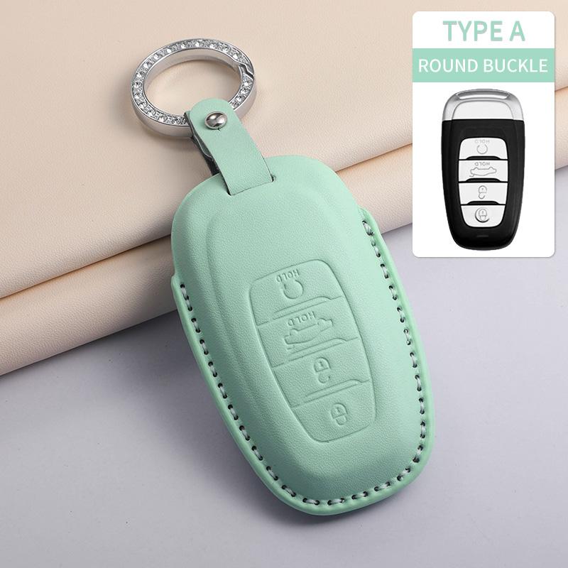Fashion Car Key Case Cover For Faw Hongqi E-Hs9 High-End H5 H9 Car Keyring Luxury Leather Auto Accessories