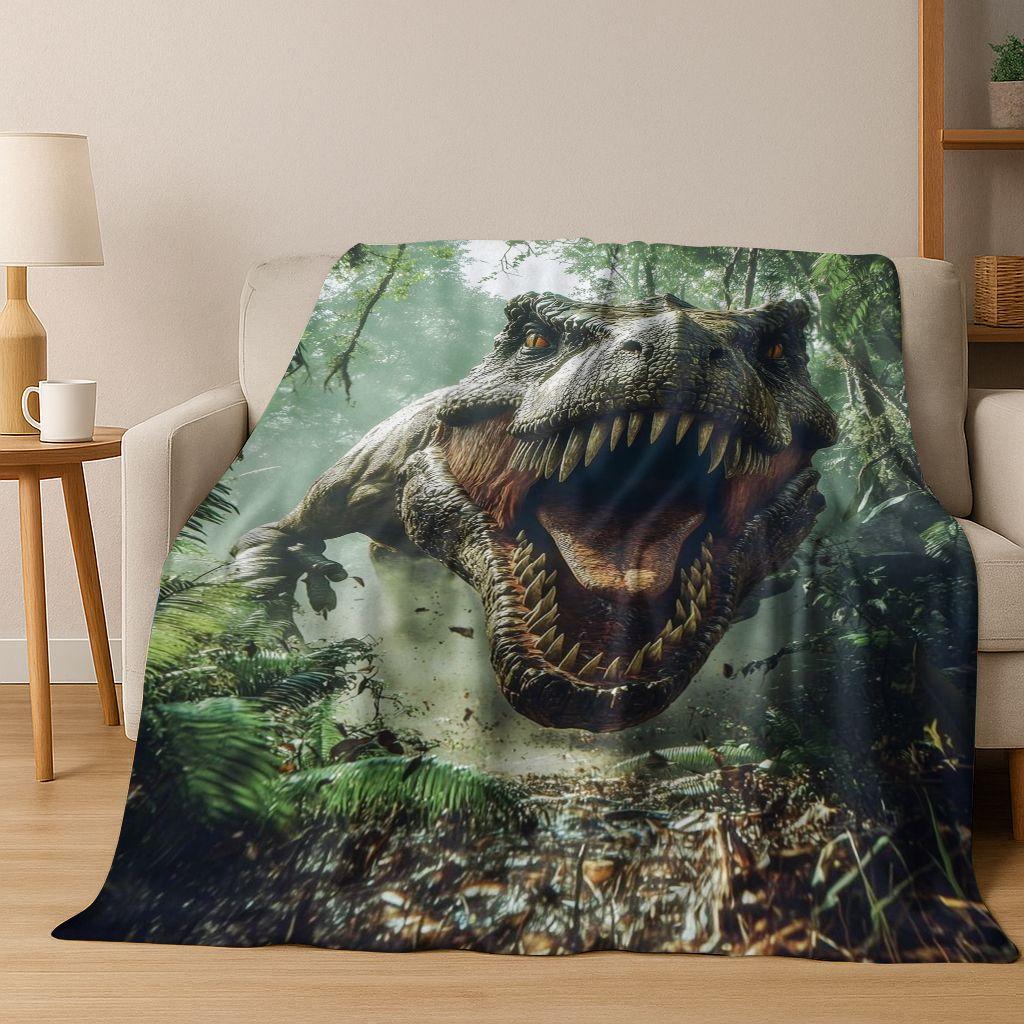 Classic Jurassic Park Dinosaur Movie Tyrannosaurus Rex Flannel Blanket,Cozy Soft Throw Blanket for Home Bedroom Bed Sofa Cover
