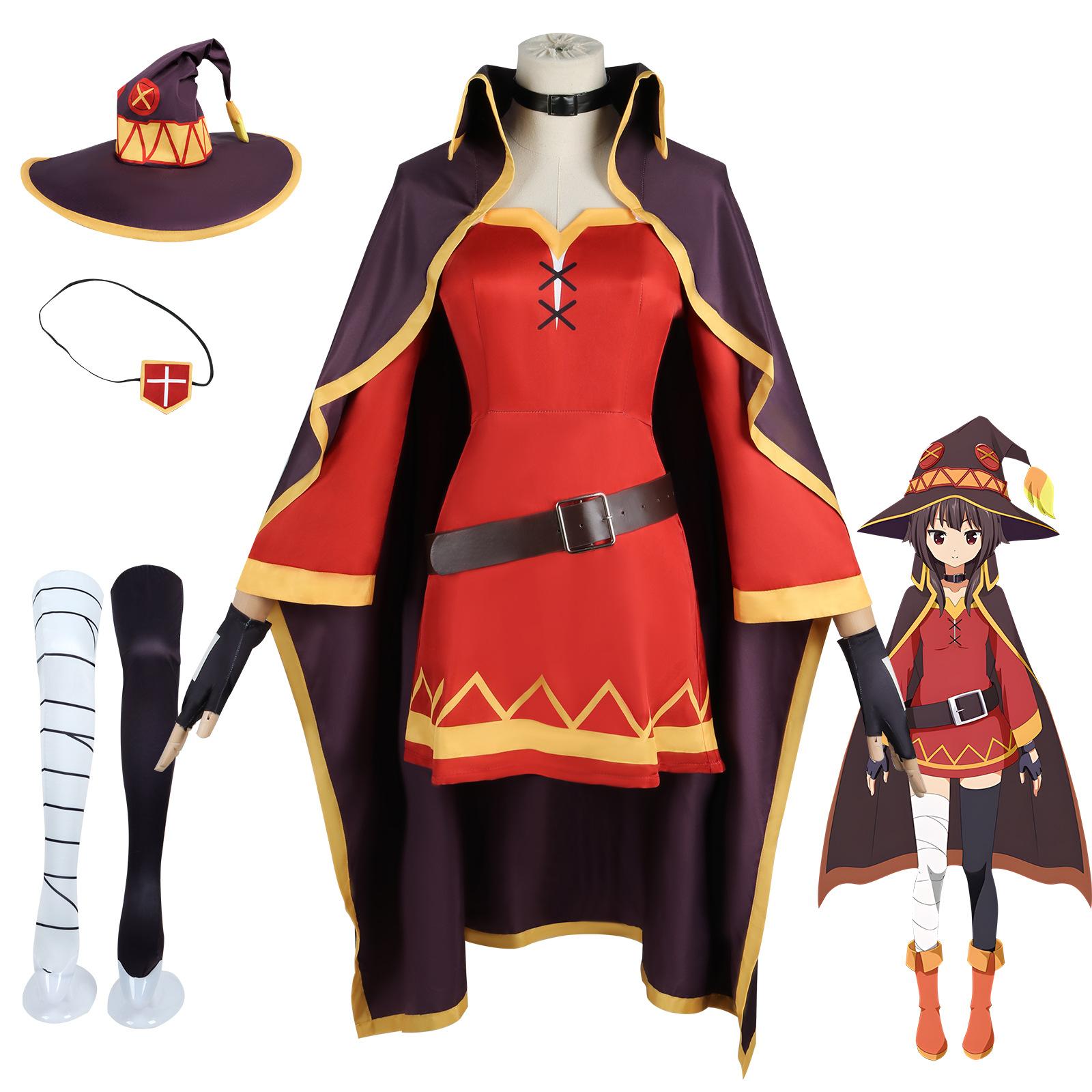 

Anime Figures Megumin Cosplay Costume Carnival Uniform Dress Hat Glove Accessories Halloween Costume Party For Girls Women 3XL 65-70kg бежевый