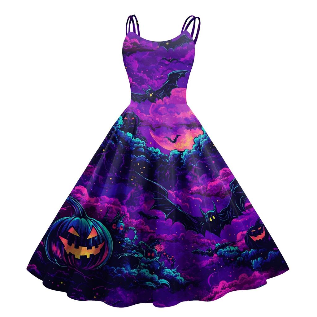Kvinners Halloween-trykk Sexy Off-The-Shoulder Punk Vintage Kjole