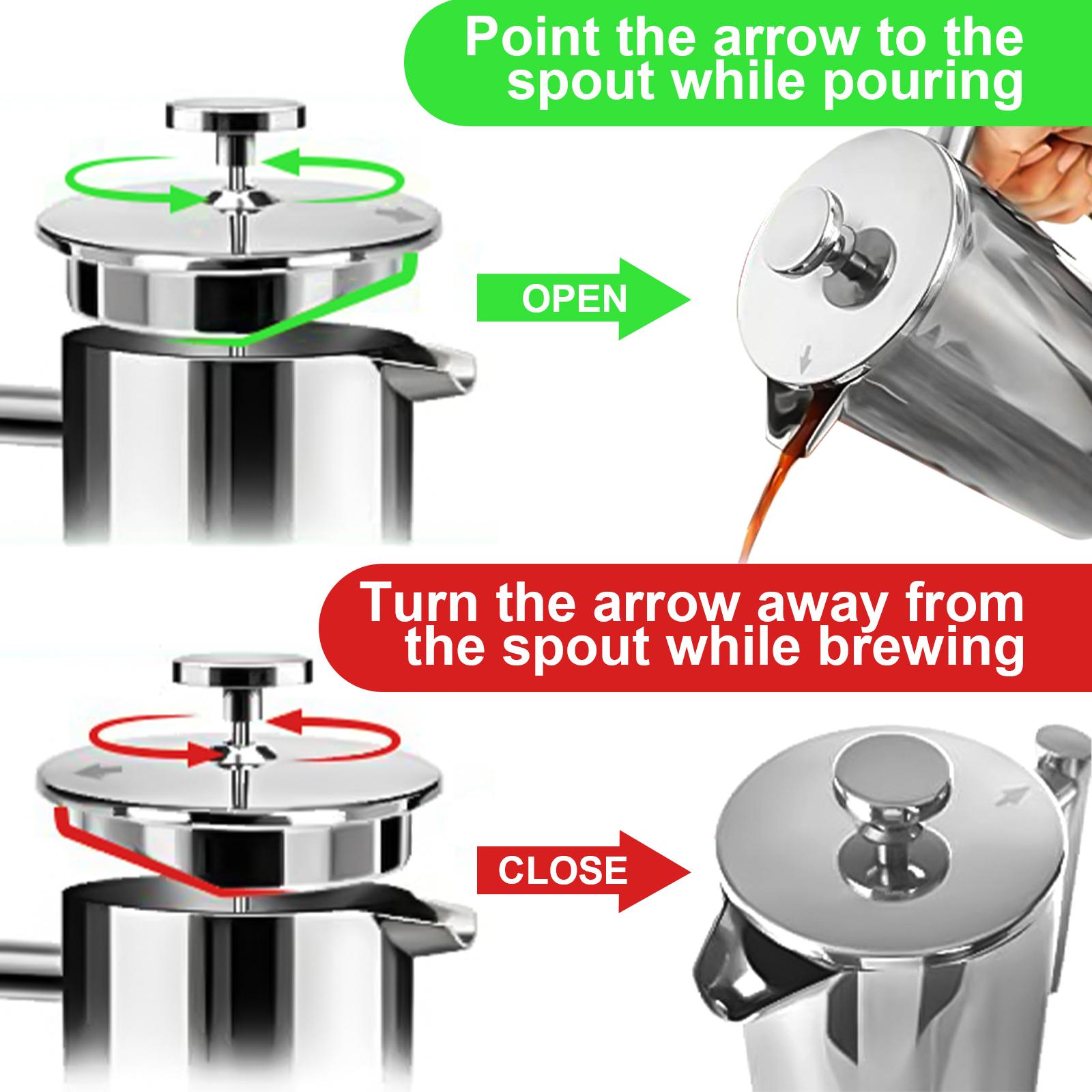 Кофеварка French Press для домашнего офиса 1000ml — фото 3